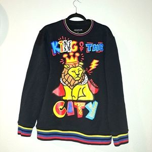 Reason King Of The City Graphic Fleece Lined Sweatshirt Men's Size XL Black